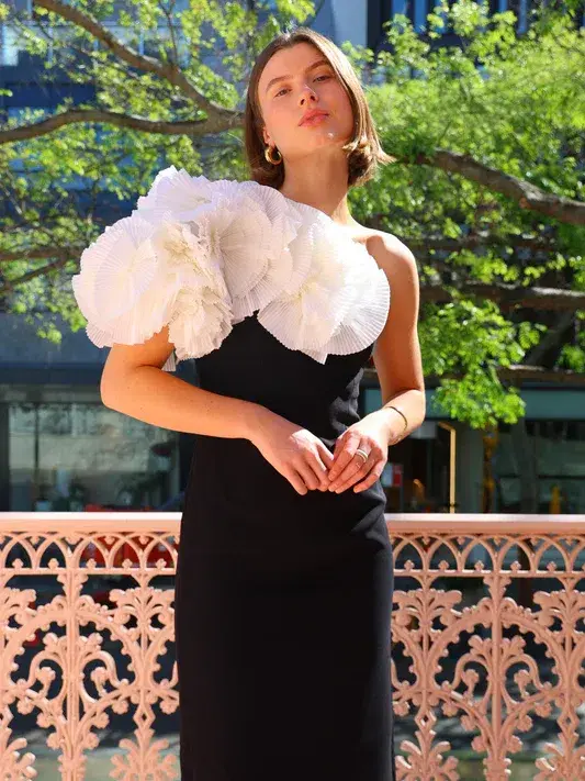Acler Hampstead Dress Black and Ivory Size AU 10 - Image 4