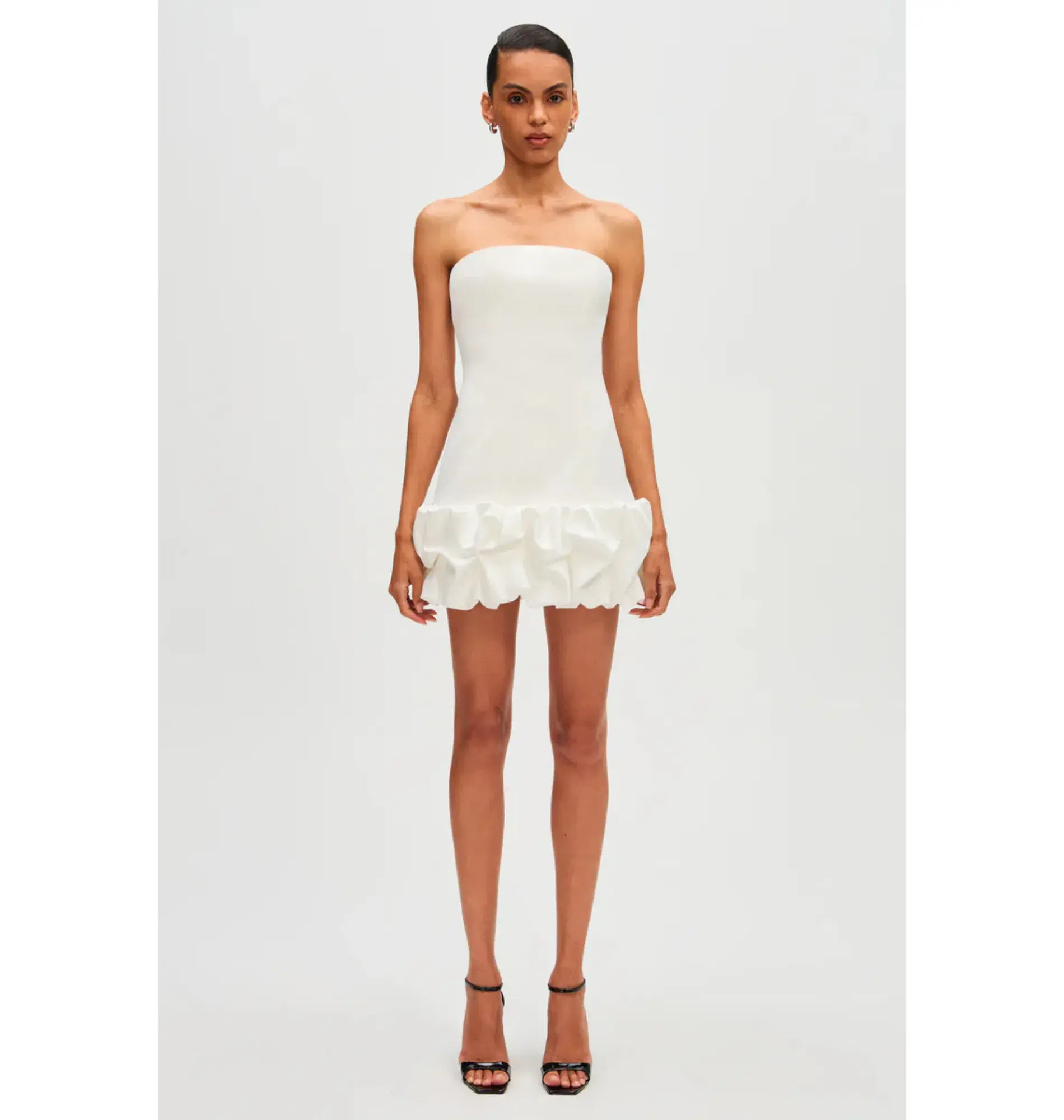 Misha The Saphira Crepe Mini Dress Ivory Size 10 - Image 1