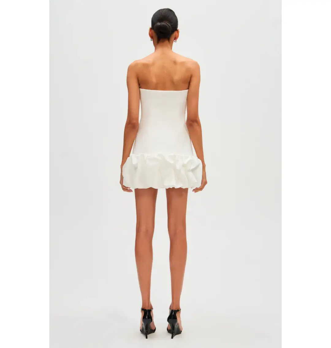 Misha The Saphira Crepe Mini Dress Ivory Size 10 for rent on The Volte - main image