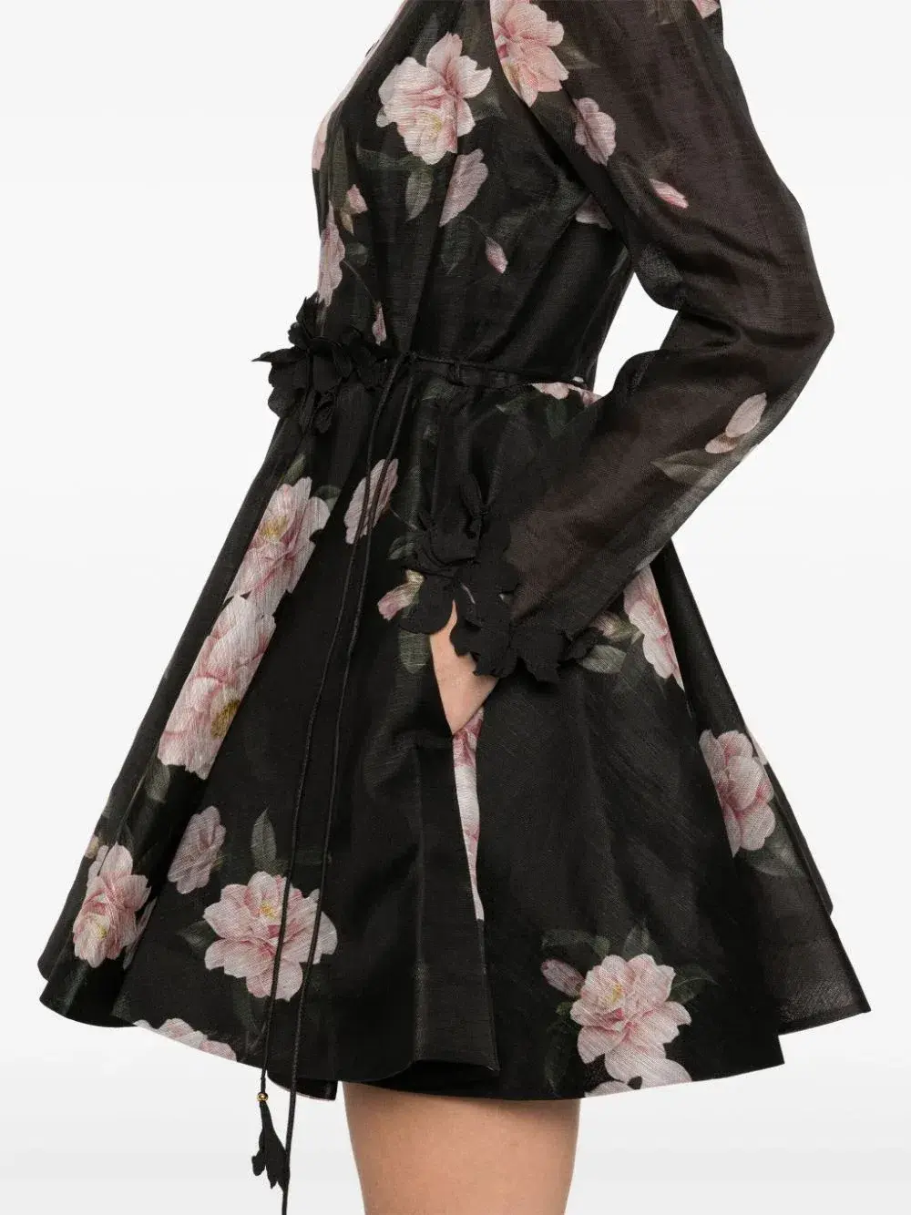 Zimmermann Natura Liftoff Mini Dress in Black Camellia Size AU 14  - Image 4