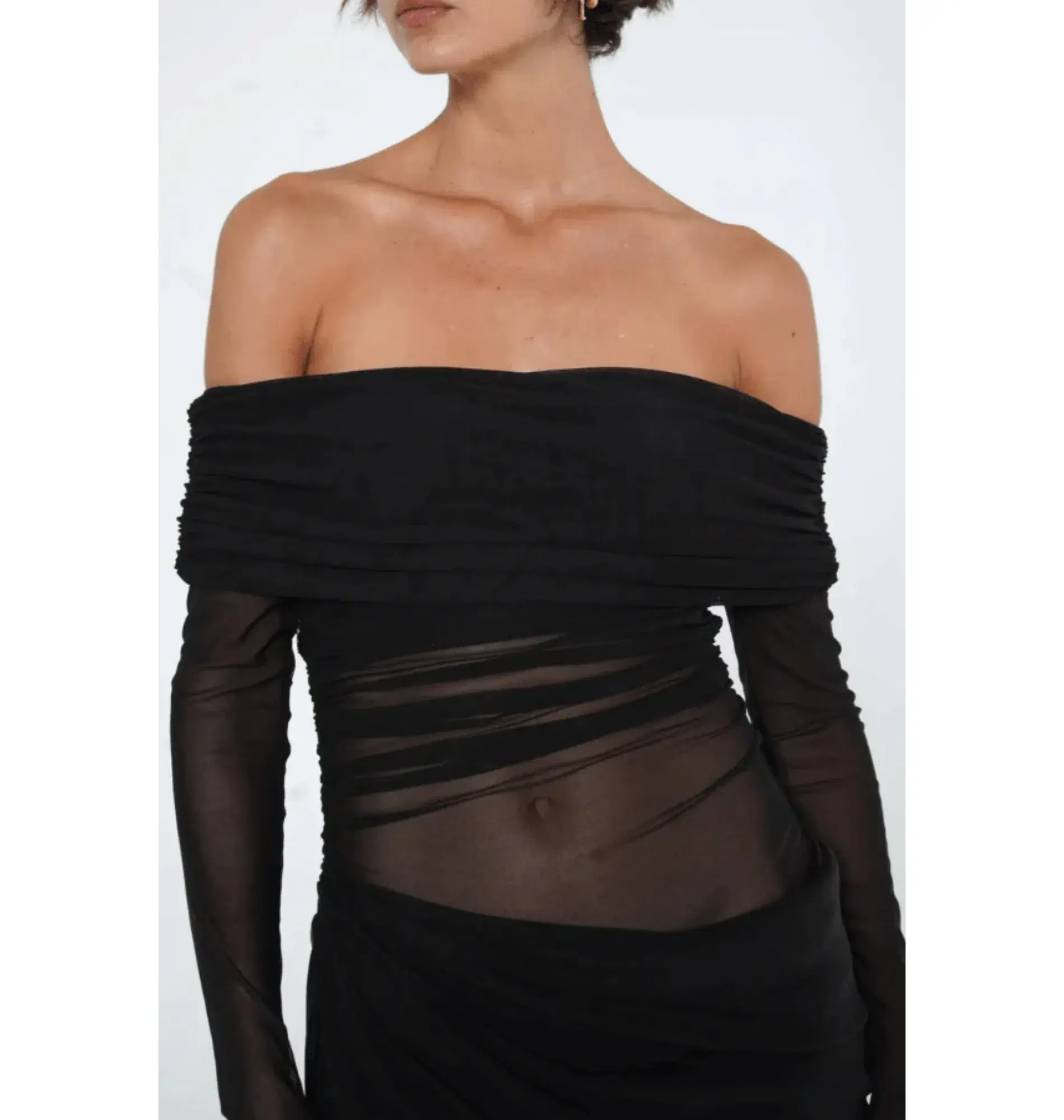 BENNI Yasmin Off-Shoulder Maxi Dress Black Size AU 10  - Image 3