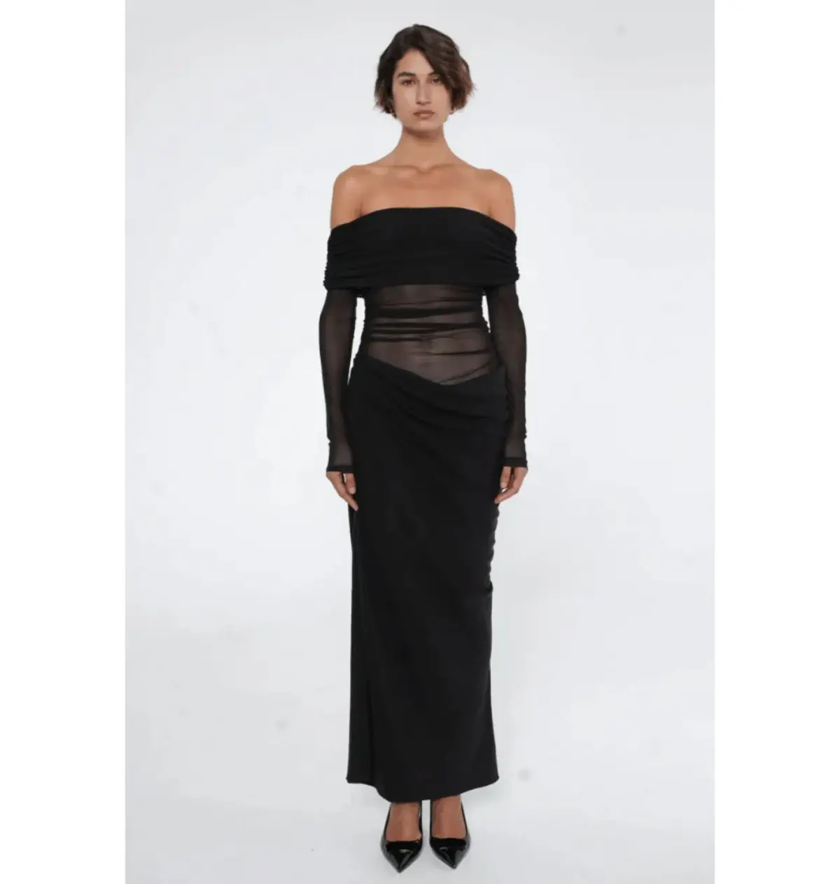 BENNI Yasmin Off-Shoulder Maxi Dress Black Size AU 10  - Image 1