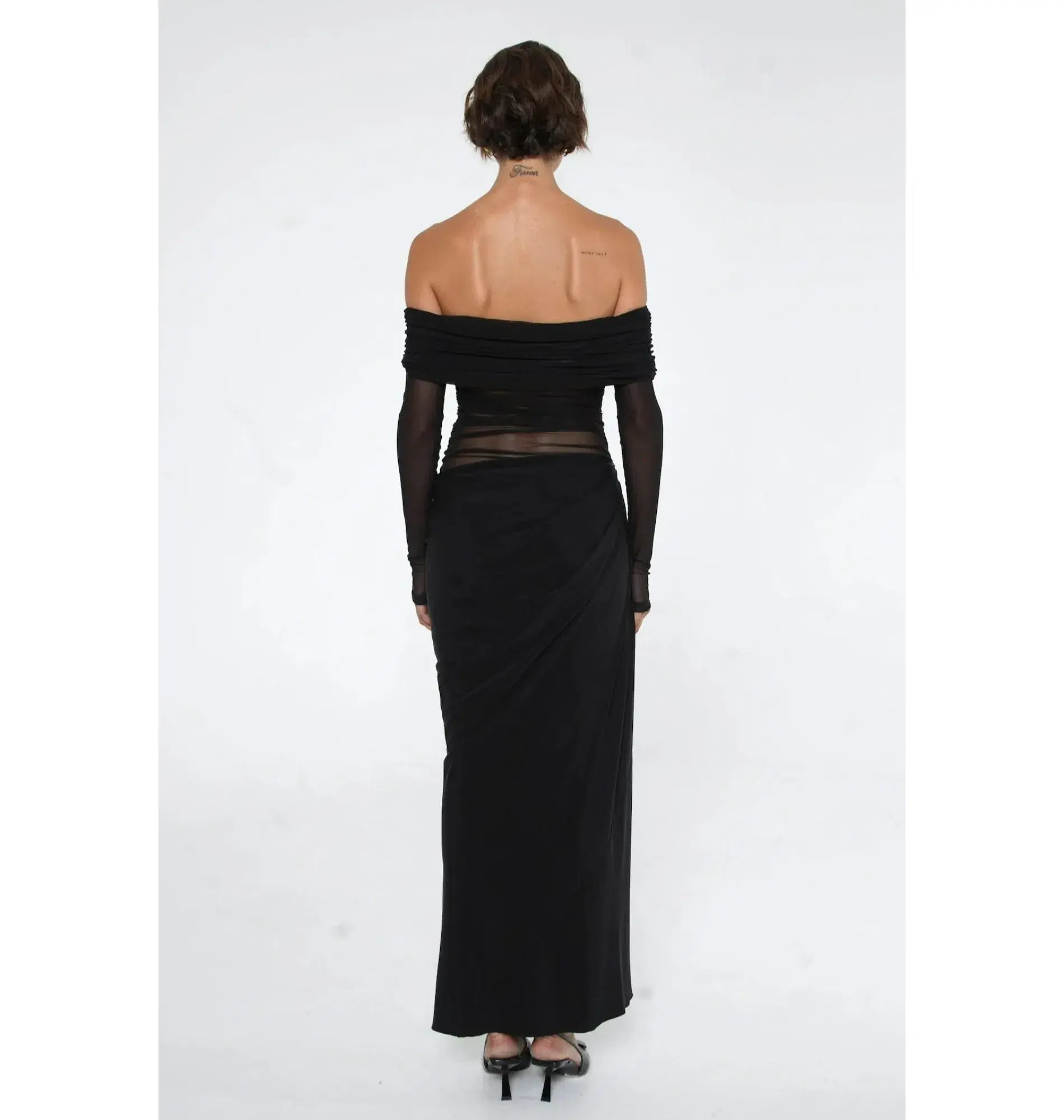 BENNI Yasmin Off-Shoulder Maxi Dress Black Size AU 10  - Image 2