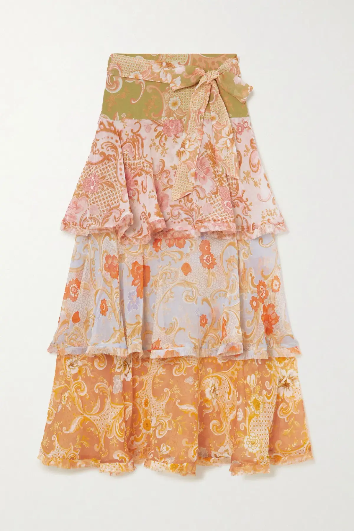 Zimmermann Postcard Ruffled Mini Skirt Mixed Swirl Floral Size 0P / AU 6 - Image 3