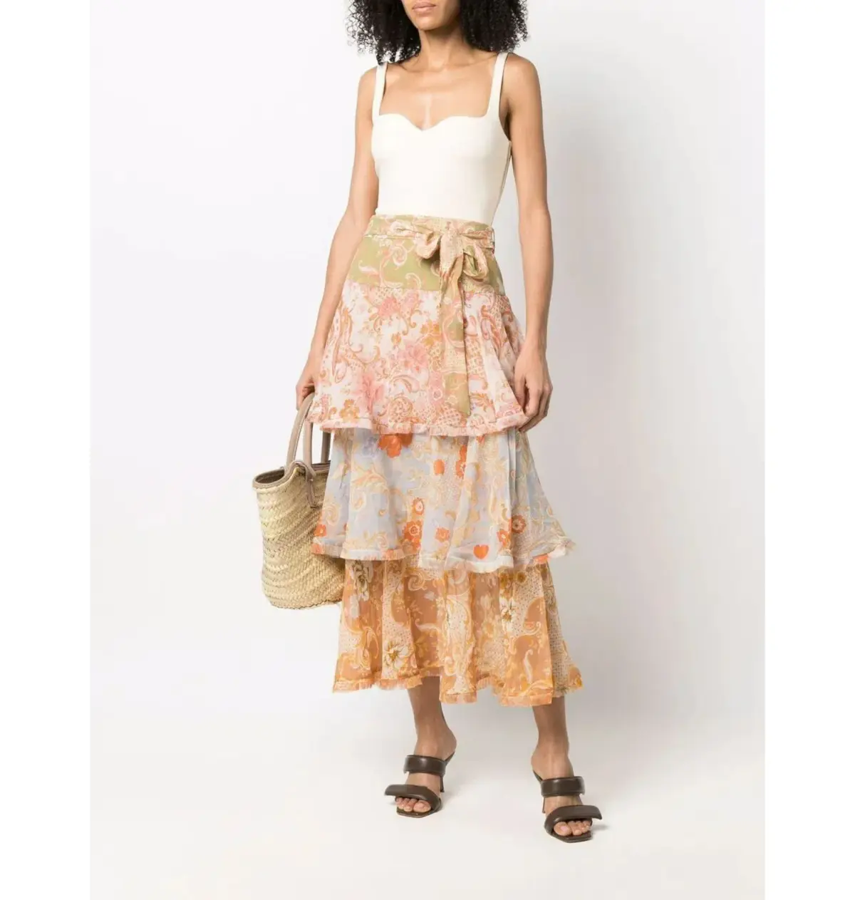 Zimmermann Postcard Ruffled Mini Skirt Mixed Swirl Floral Size 0P / AU 6 - Image 1