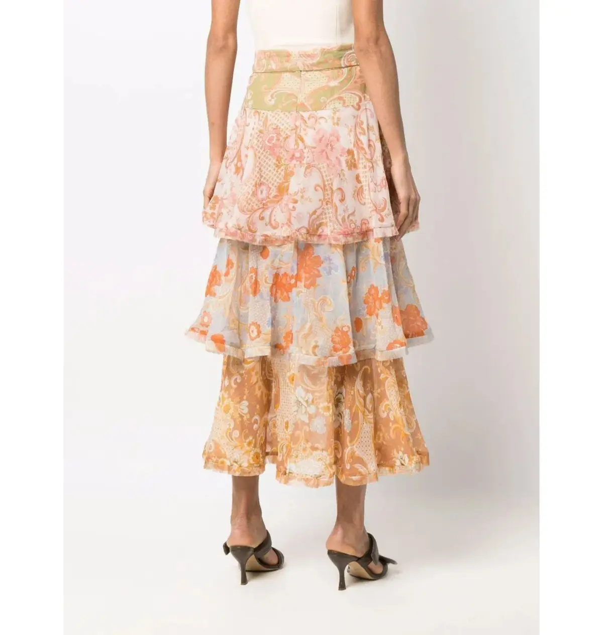 Zimmermann Postcard Ruffled Mini Skirt Mixed Swirl Floral Size 0P / AU 6 - Image 2