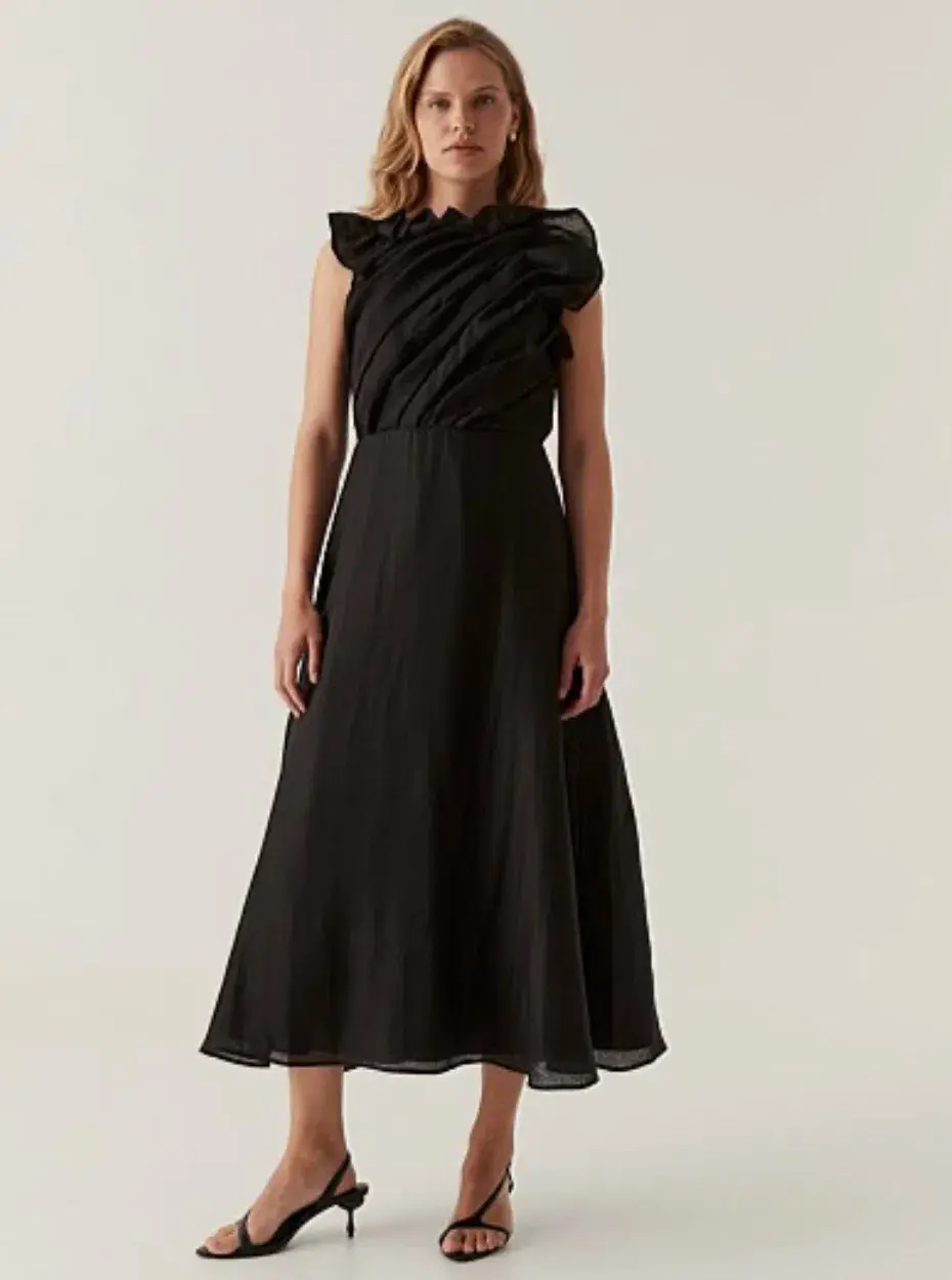 Aje Genesis Midi Black Dress Black Size AU 8 - Image 1