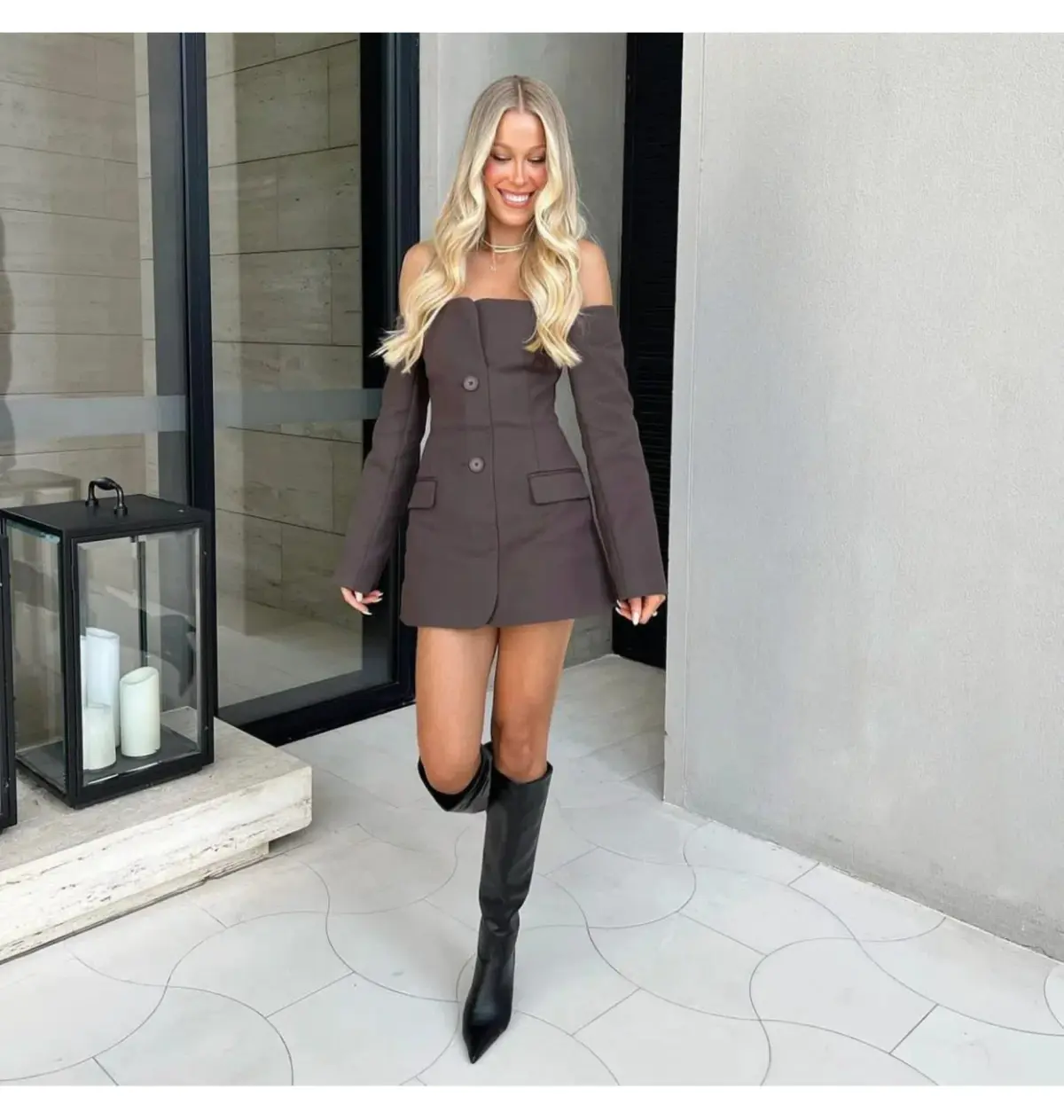 Sir The Label Sandrine Tailored Mini Dress Chocolate Size AU 8 - Image 3