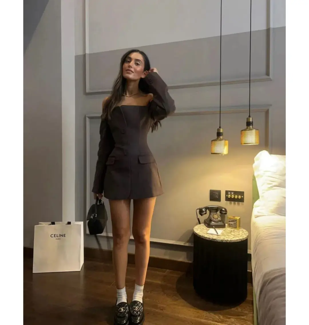 Sir The Label Sandrine Tailored Mini Dress Chocolate Size AU 8 for rent on The Volte - main image