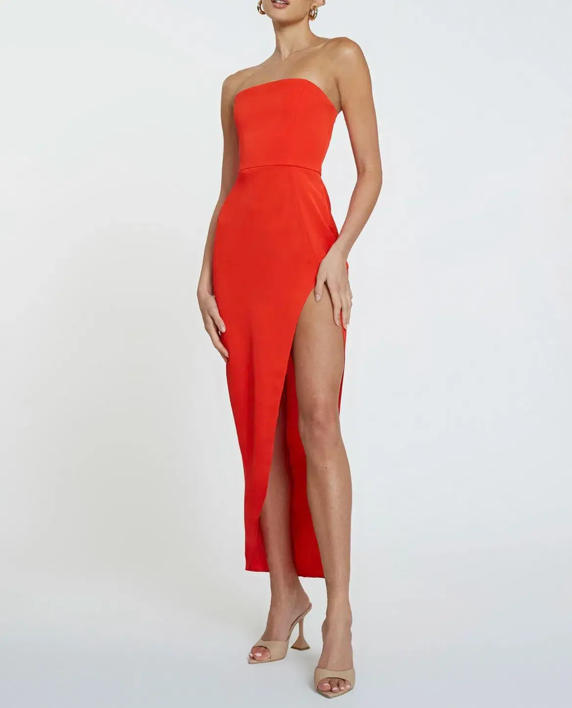 By Johnny The Lotus Strapless Midi Dress Red Size 6 - Image 2