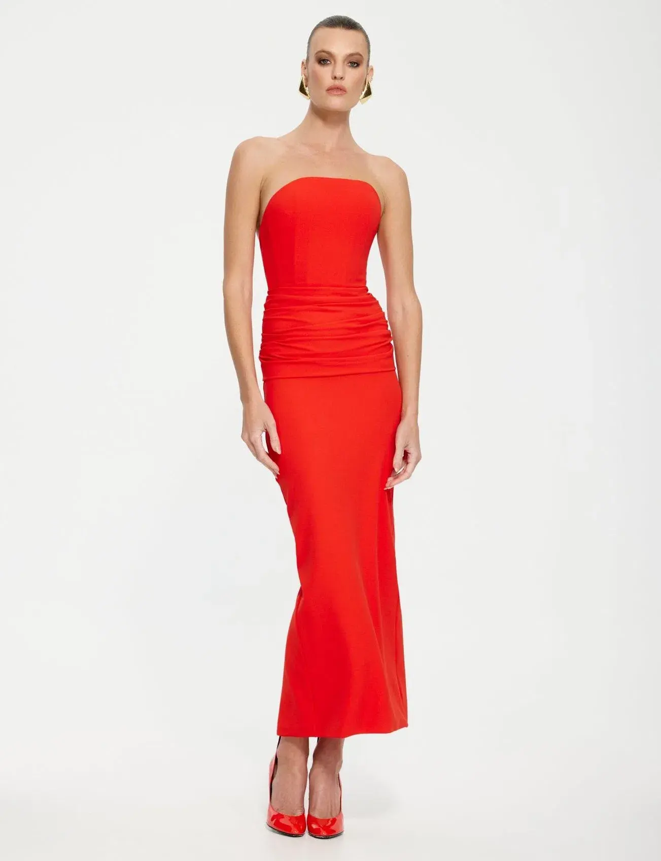 Effie Kats Astor Midi Dress Cherry Red Size S - Image 1