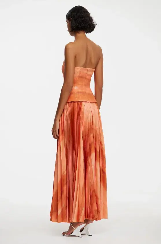Acler Brayswick Midi Dress Melon Watercolour Size 12  - Image 3