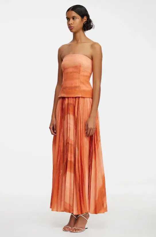 Acler Brayswick Midi Dress Melon Watercolour Size 12  - Image 2