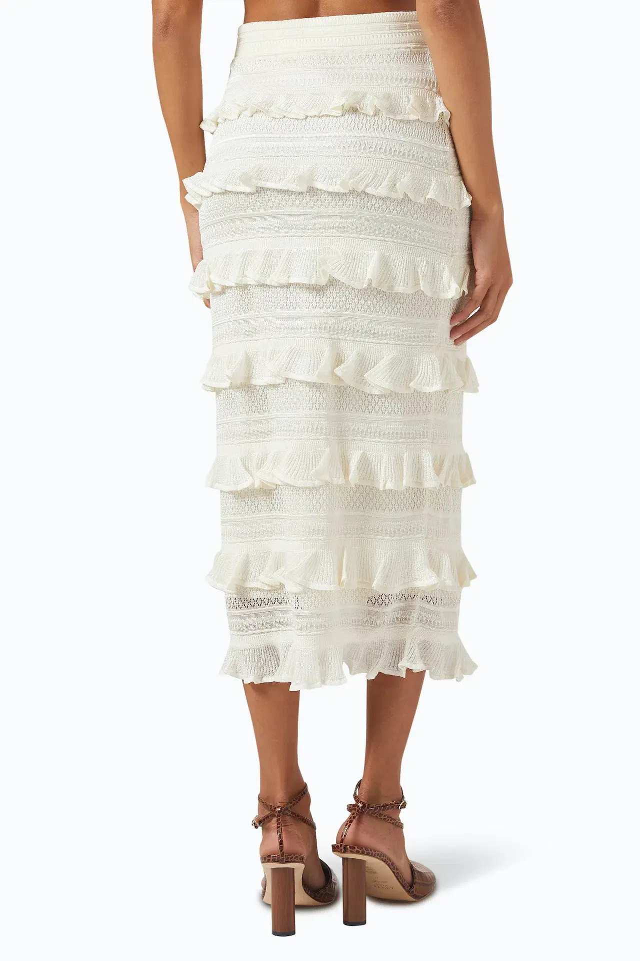 Zimmermann Wonderland Frilled Lace Top and Midi Skirt Set White Size 0 / AU 8  - Image 4