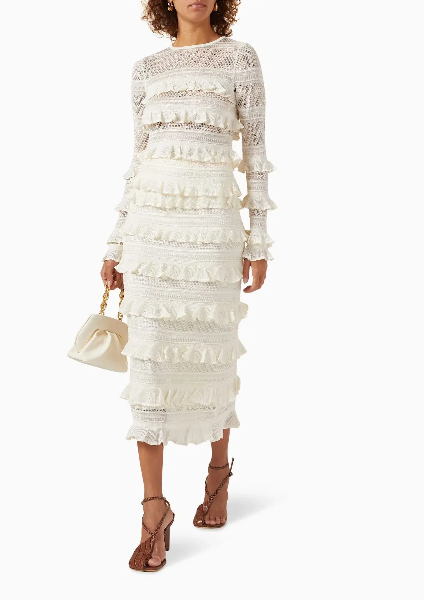Zimmermann Wonderland Frilled Lace Top and Midi Skirt Set White Size 0 / AU 8  - Image 1