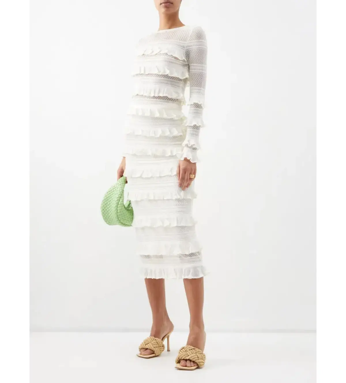 Zimmermann Wonderland Frilled Lace Top and Midi Skirt Set White Size 0 / AU 8  - Image 2