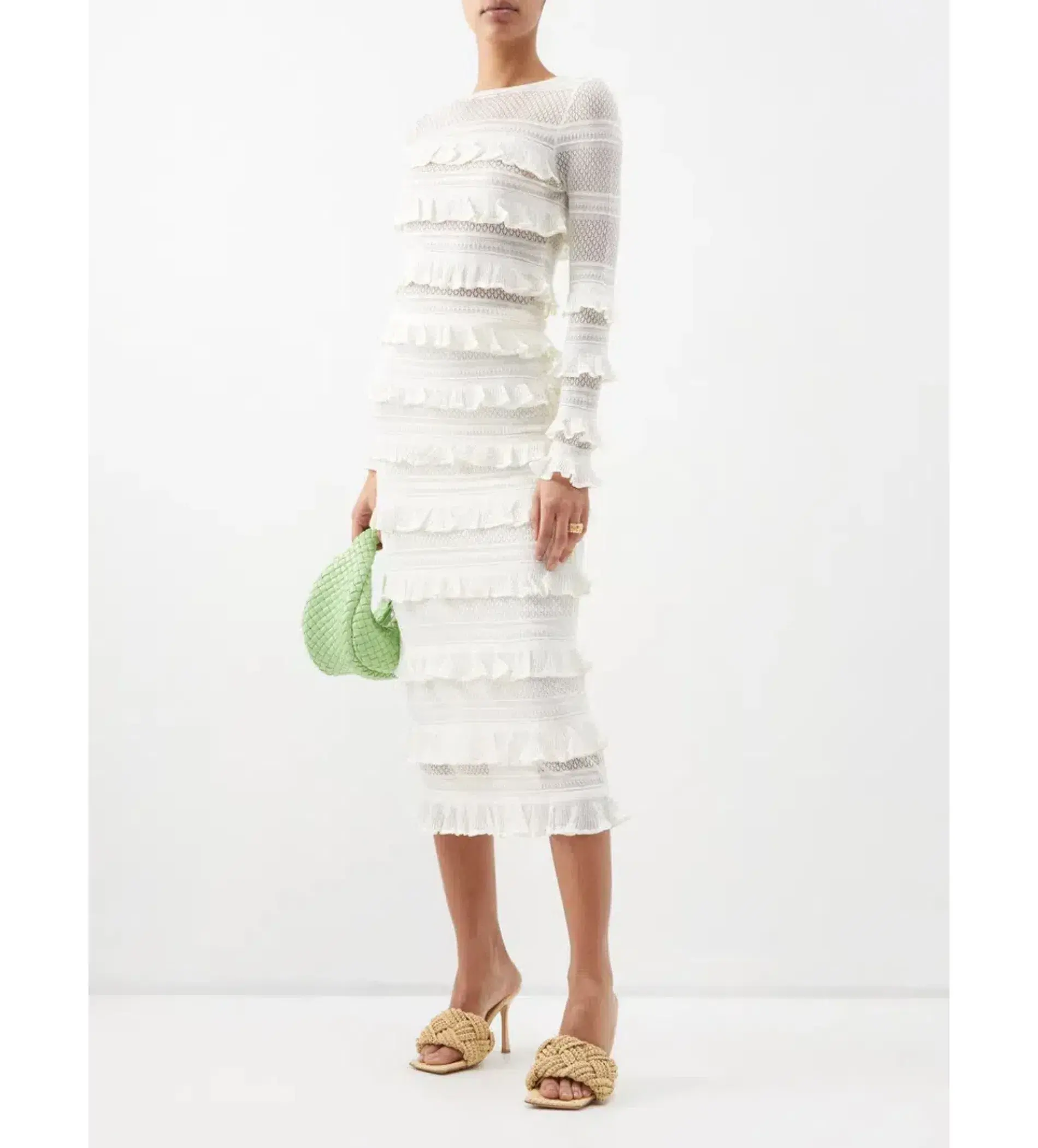 Zimmermann Wonderland Frilled Lace Top and Midi Skirt Set White Size 0 / AU 8  - Image 2