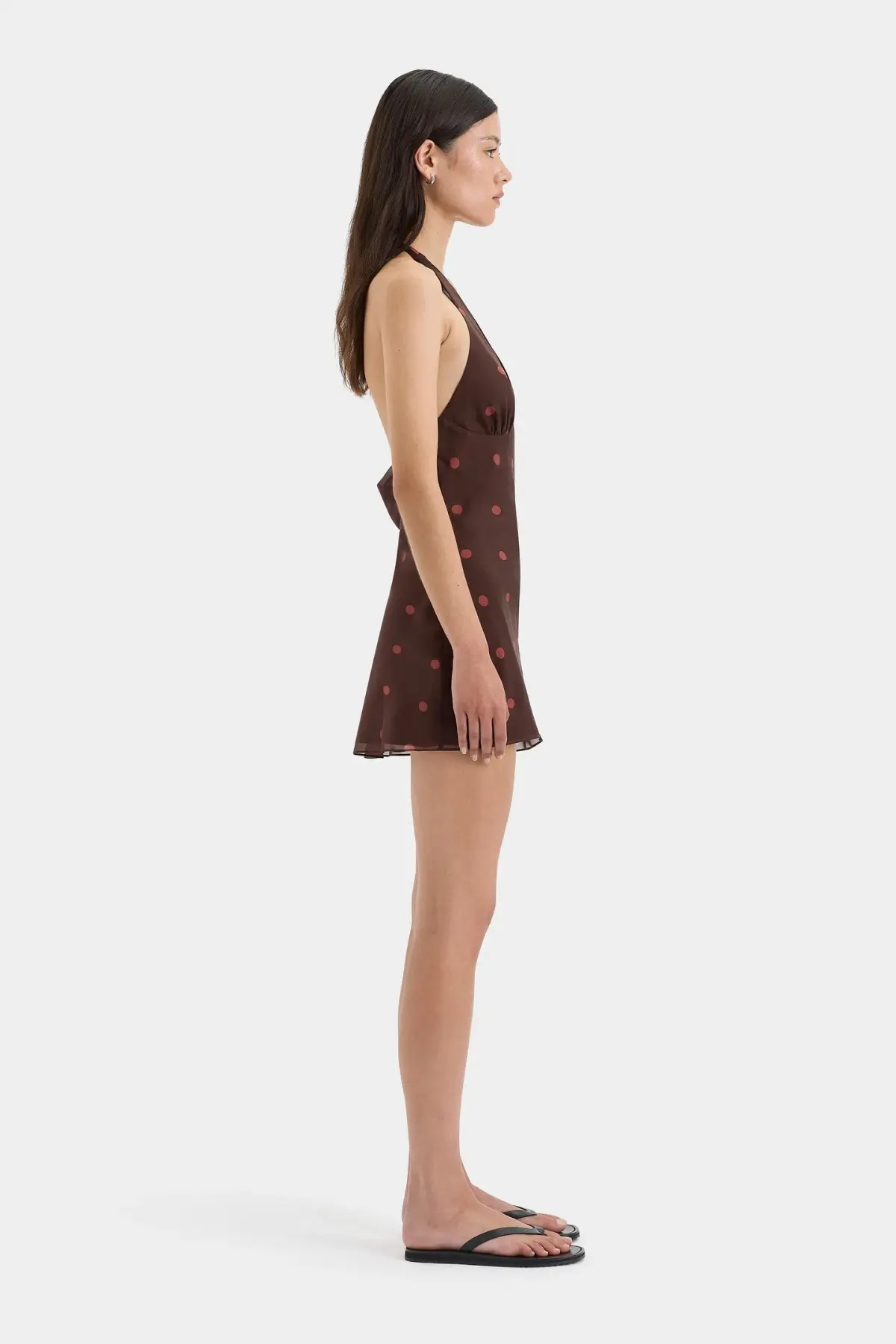 Sir the Label Toni Halter Mini Dress Chocolate Dot Size 1 / AU 8 - Image 4