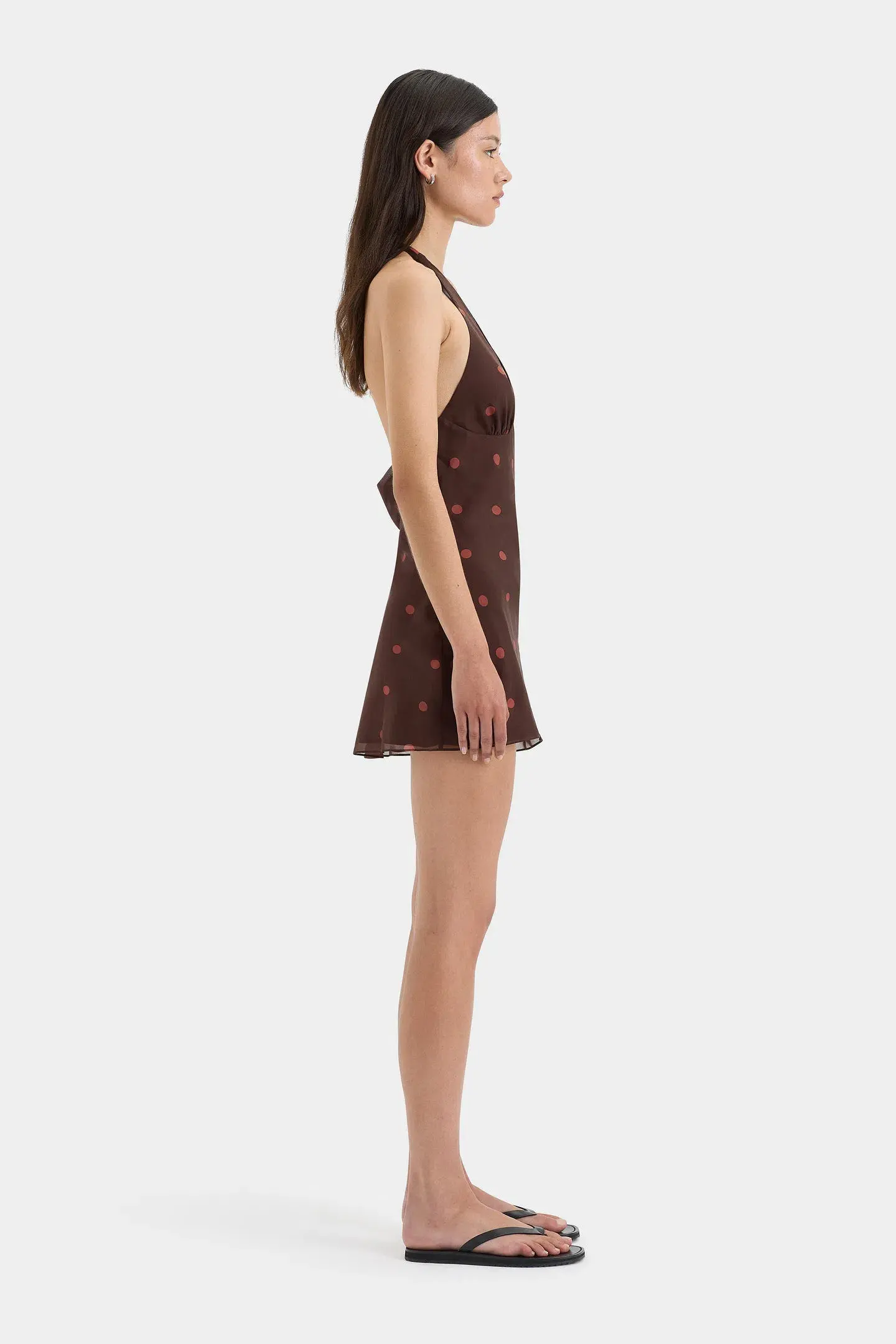 Sir the Label Toni Halter Mini Dress Chocolate Dot Size 1 / AU 8 - Image 4
