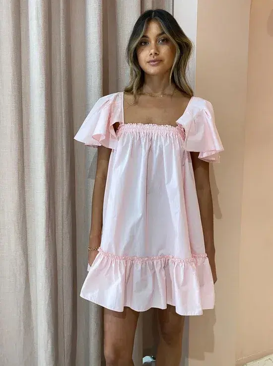 Blanca Studios Filomena Mini Dress Pink One Size baby Babydoll flare - Image 4