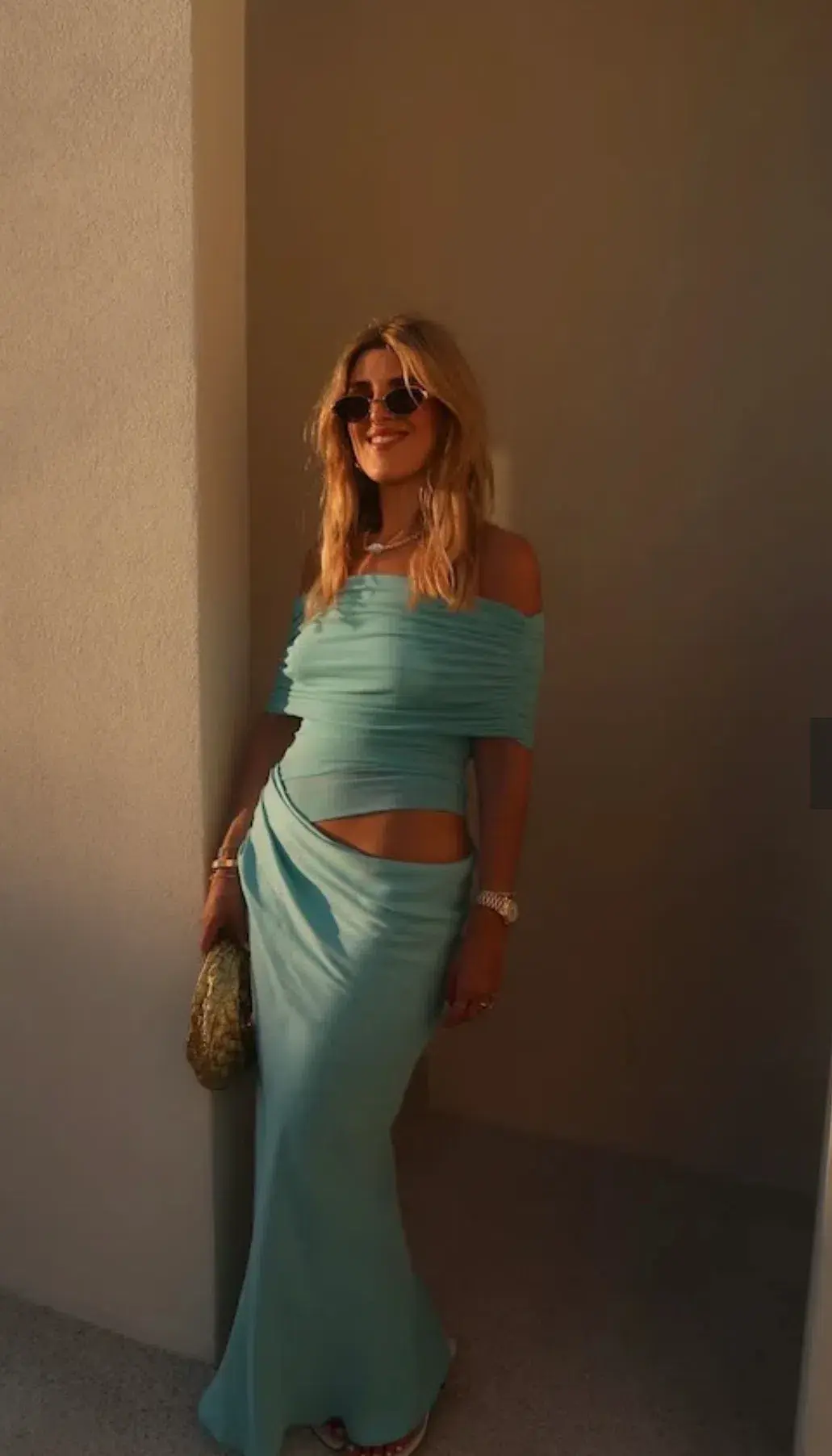 Benni Nico Off Shoulder Maxi Dress Aquamarine Size 10  - Image 5