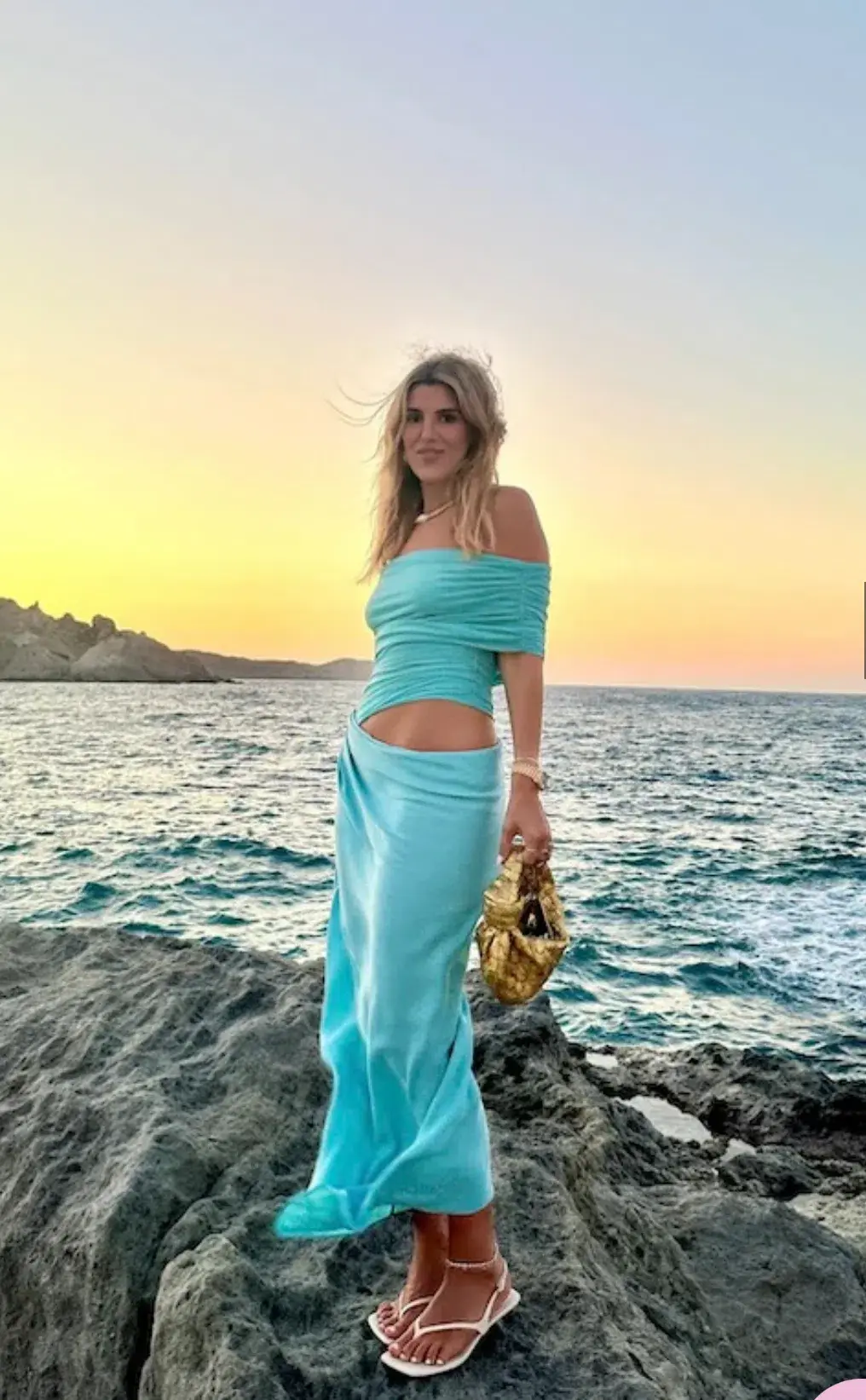 Benni Nico Off Shoulder Maxi Dress Aquamarine Size 10  - Image 3