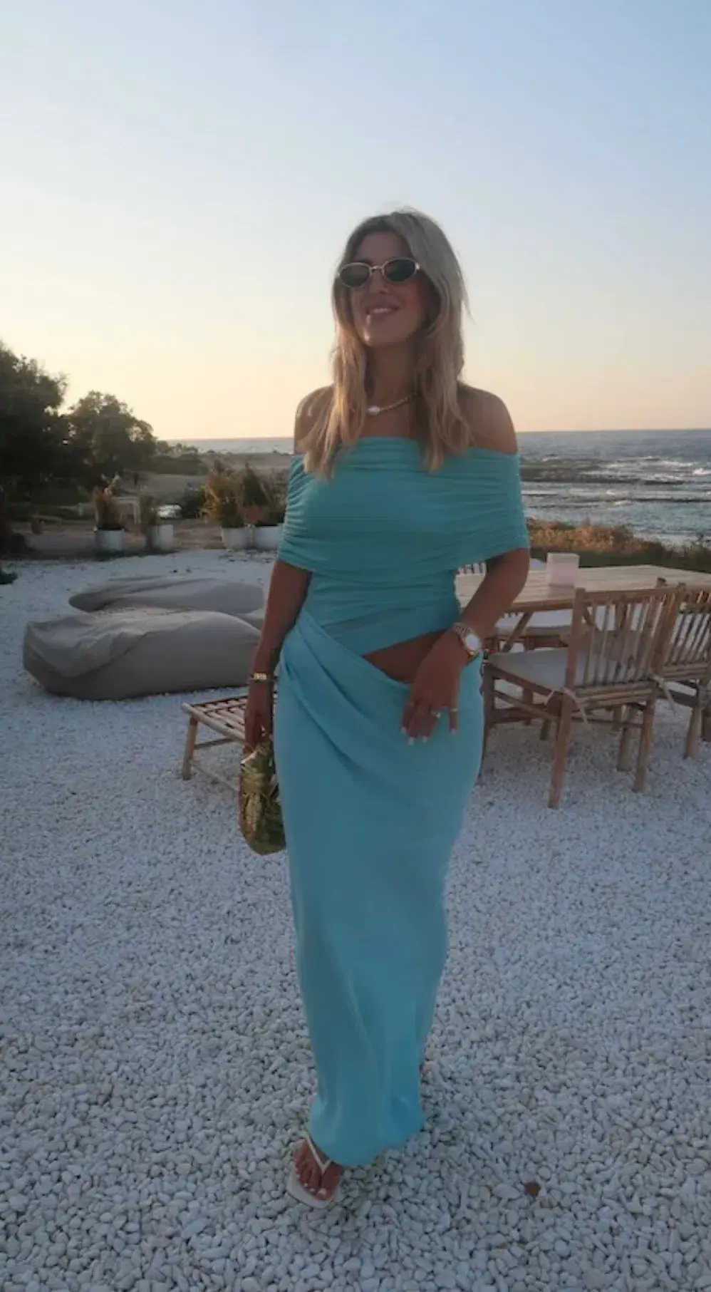 Benni Nico Off Shoulder Maxi Dress Aquamarine Size 10  - Image 6