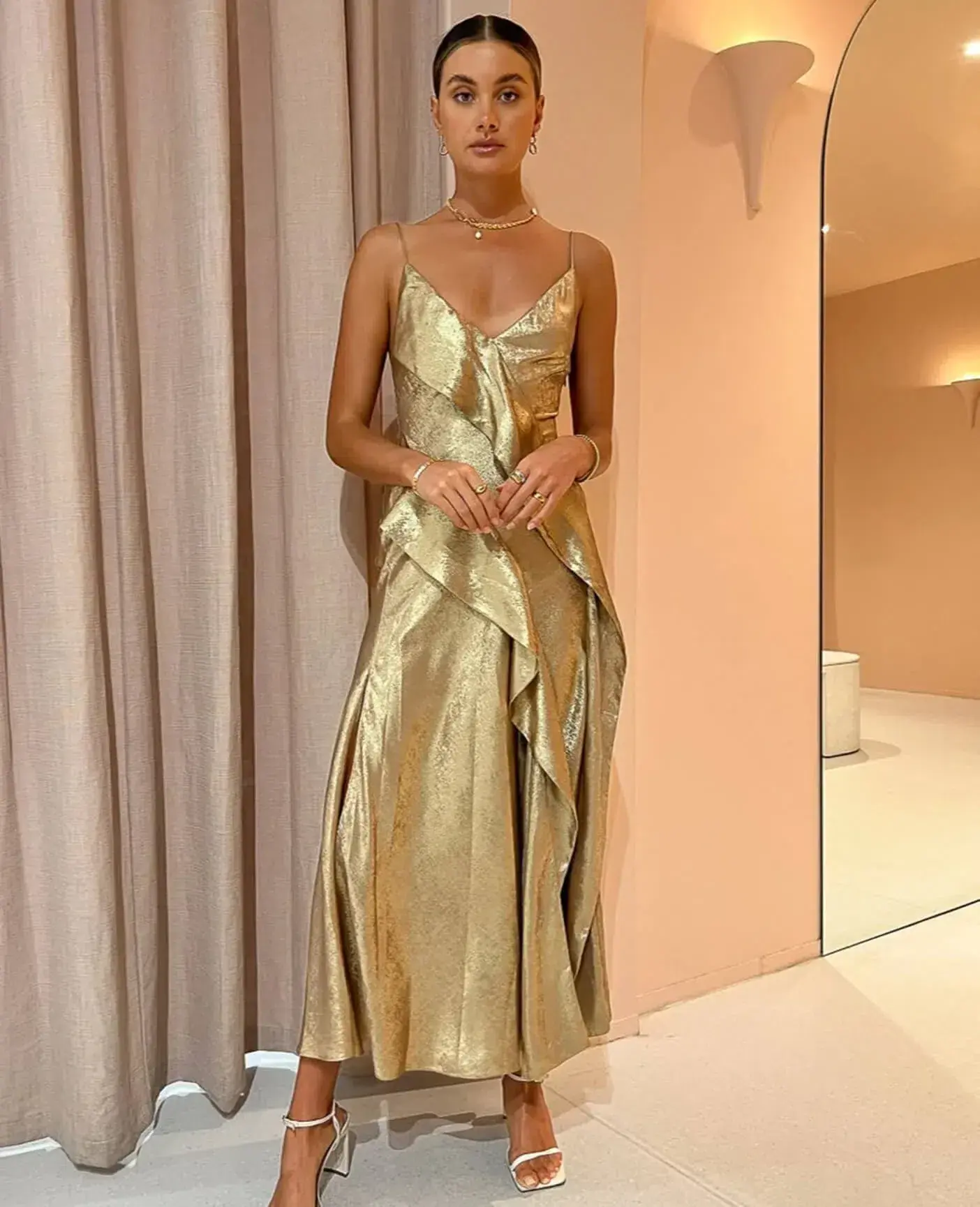 Acler Queensbridge Dress In Golden Size AU 14 - Image 1