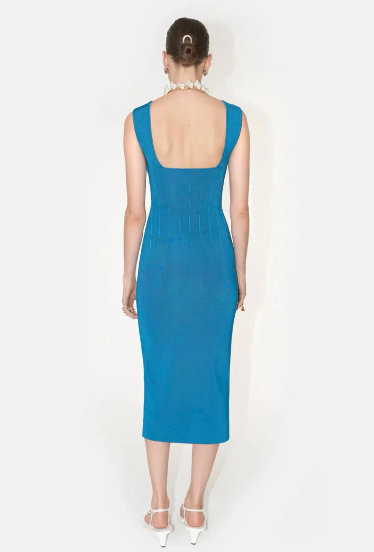 Galvan London Electra Stretch Knit Midi Dress Electric Blue Size XL / AU 16 - Image 3