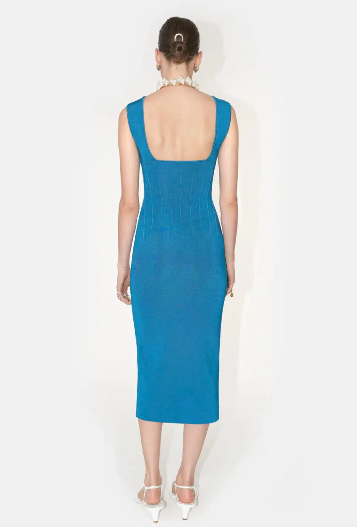 Galvan London Electra Stretch Knit Midi Dress Electric Blue Size XL / AU 16 - Image 3