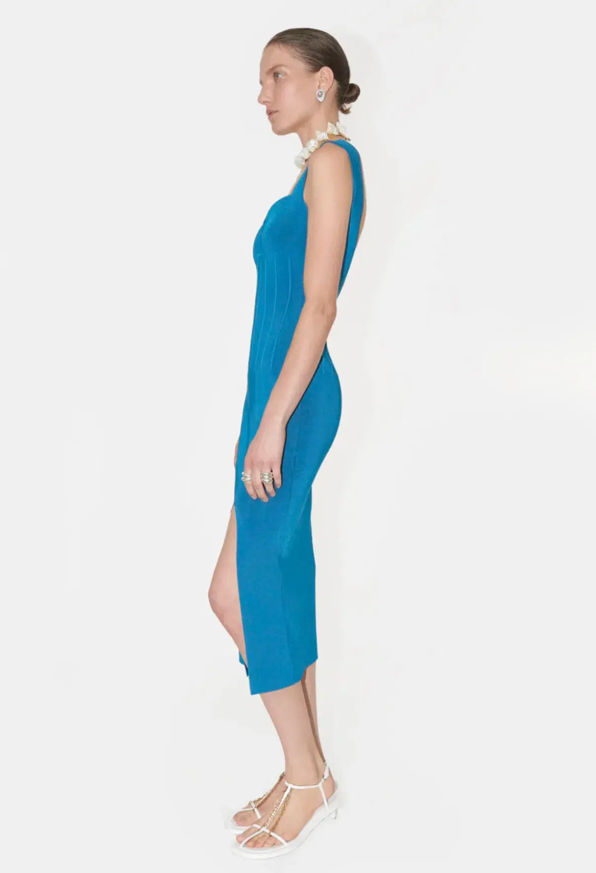 Galvan London Electra Stretch Knit Midi Dress Electric Blue Size XL / AU 16 - Image 2
