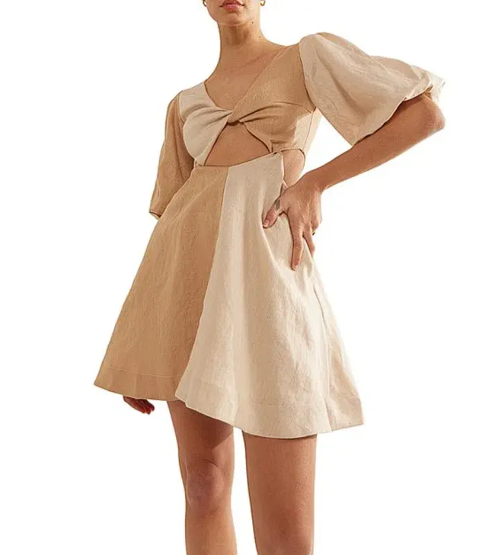 Sovere Duet Mini Dress Sandstone Size AU 6 - Image 2