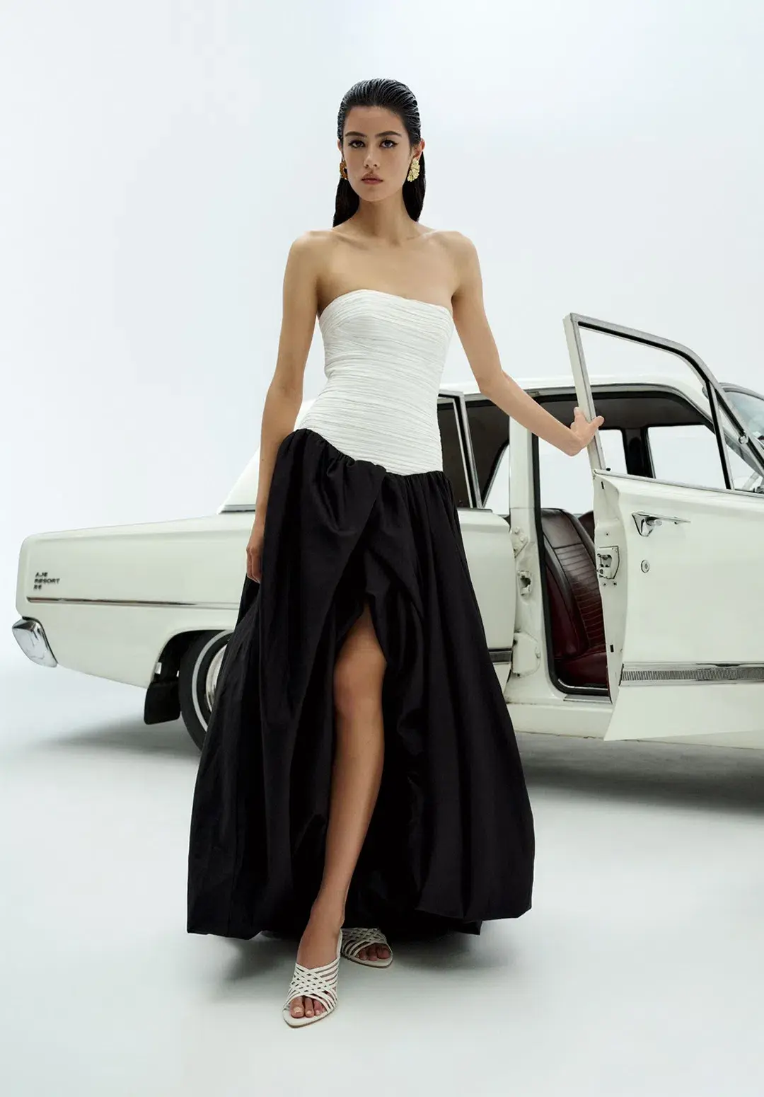 Aje Violette Bubble Hem Maxi Dress Black/White Size AU 8  - Image 1