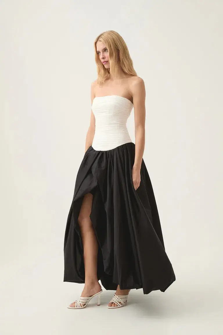 Aje Violette Bubble Hem Maxi Dress Black/White Size AU 8  - Image 3
