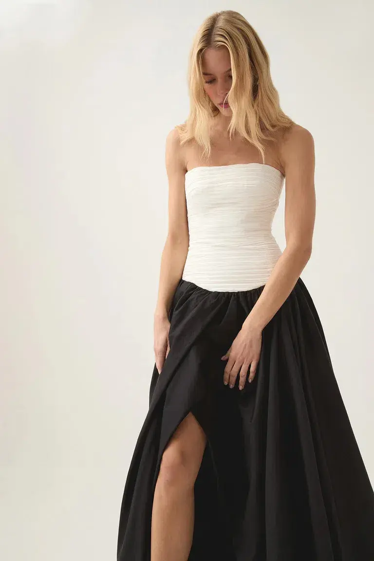 Aje Violette Bubble Hem Maxi Dress Black/White Size AU 8  - Image 4