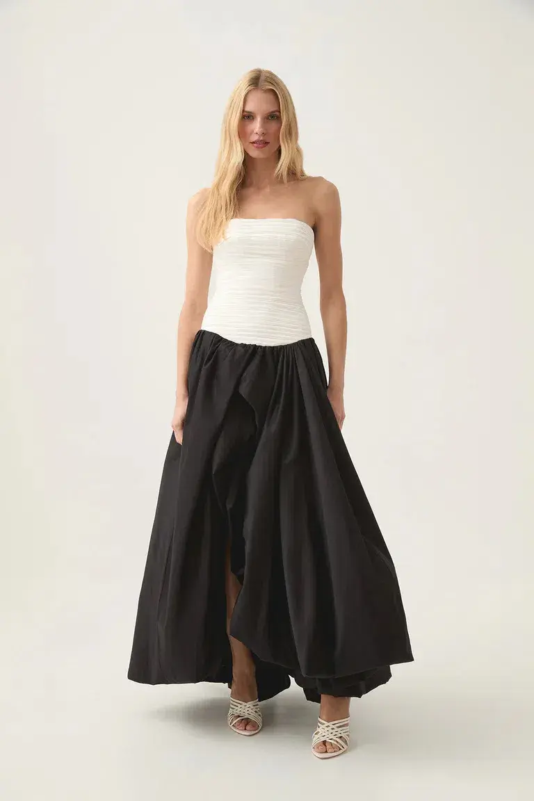 Aje Violette Bubble Hem Maxi Dress Black/White Size AU 8  - Image 2