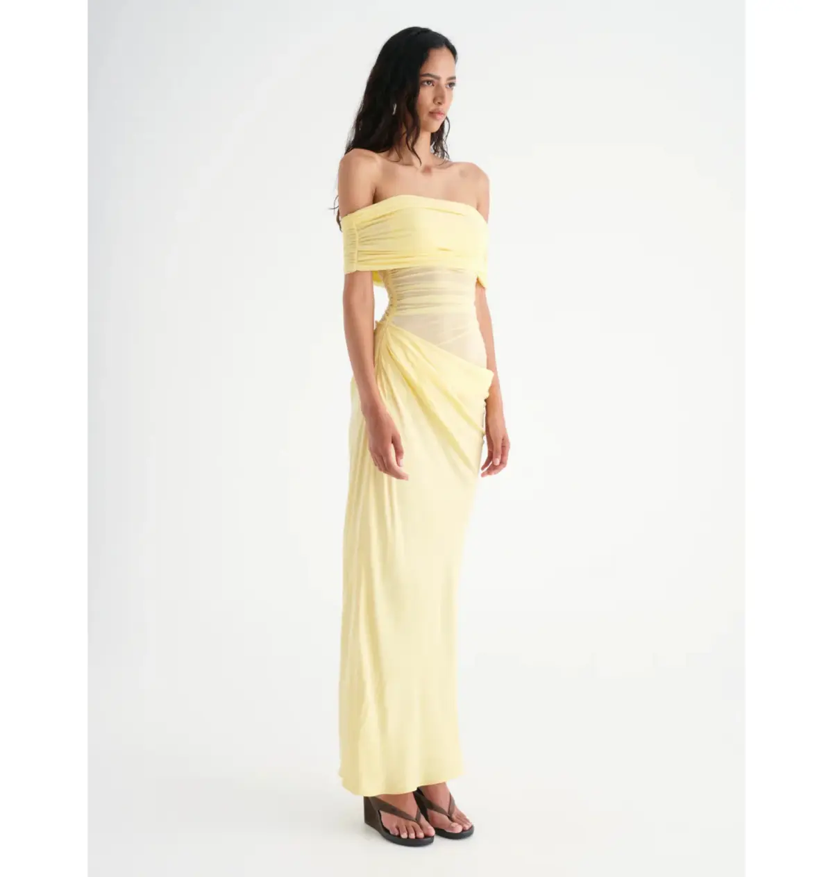 Benni Nico Off Shoulder Maxi Dress Butter Size AU 12 - Image 3