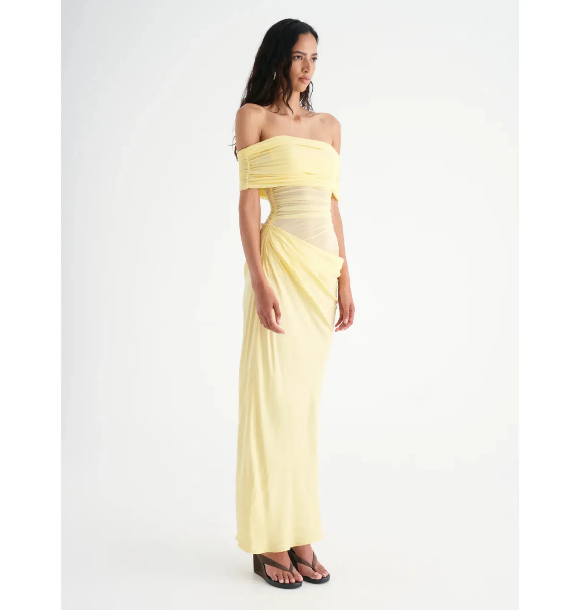 Benni Nico Off Shoulder Maxi Dress Butter Size AU 12 - Image 3