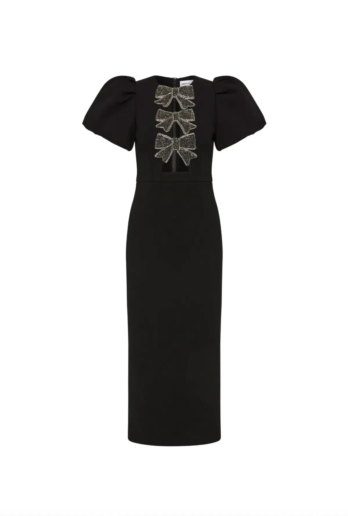 Rebecca Vallance Eliana Puff Sleeve Midi Dress Black Size AU 14 - Image 5