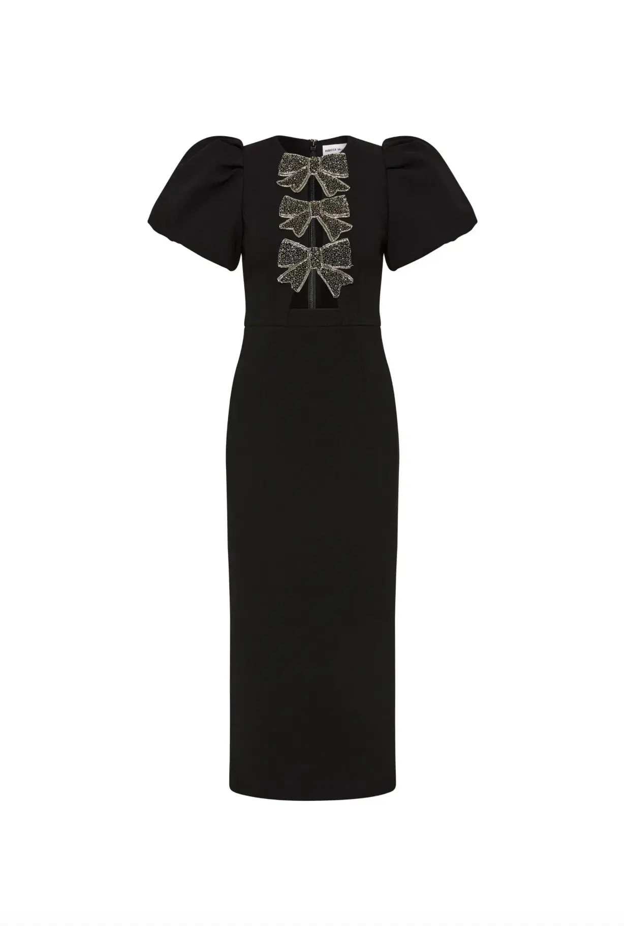 Rebecca Vallance Eliana Puff Sleeve Midi Dress Black Size AU 14 - Image 5