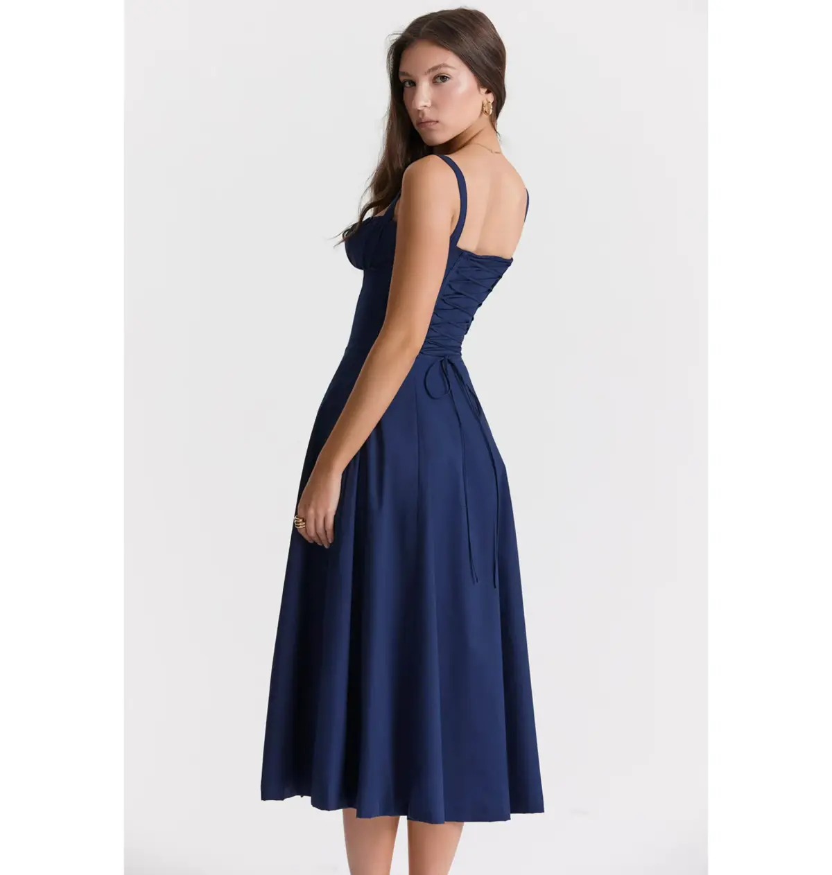 House of CB Carmen Bustier Sundress French Navy Size AU 6 - Image 4
