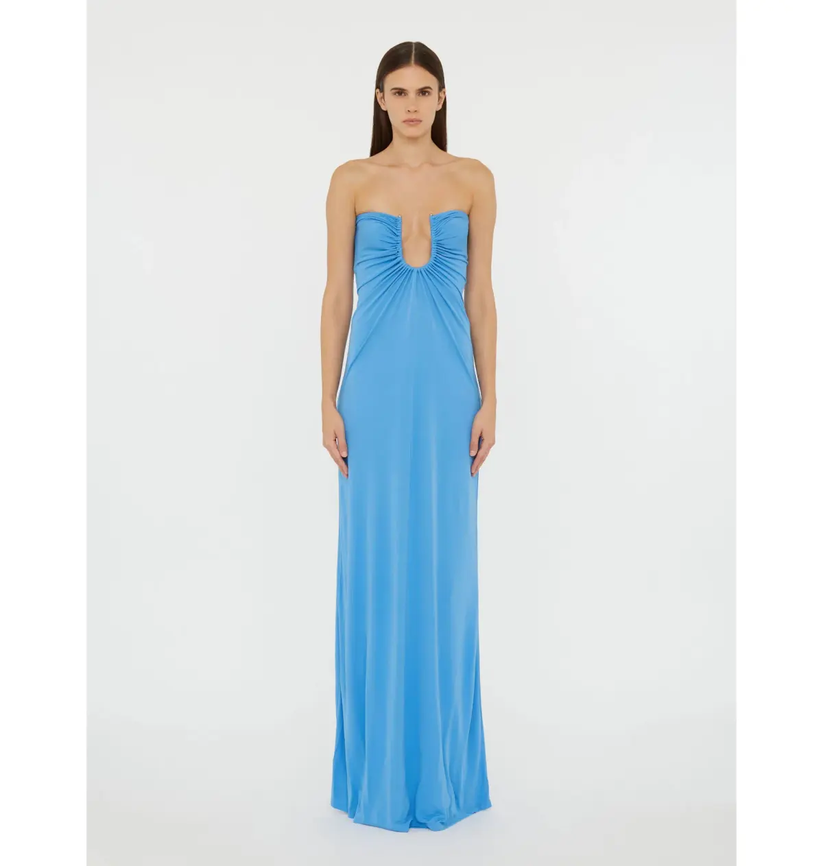 Christopher Esber Arced Palm Strapless Dress in Boston Blue Size AU 10 - Image 1