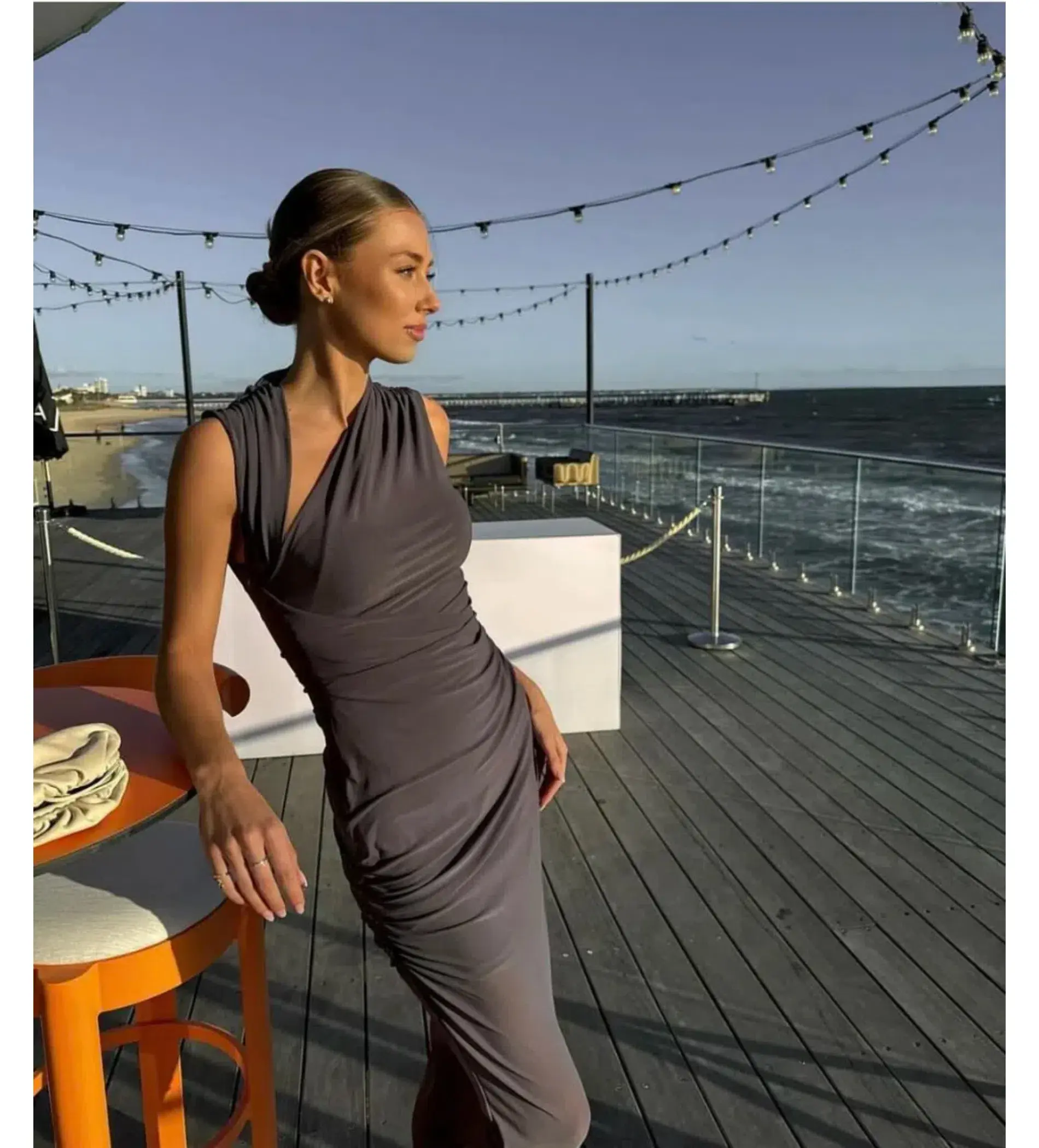 Misha Tillie Mesh Midi Dress in Slate Size 8 - Image 6