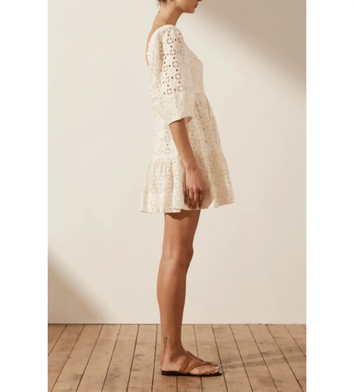 Shona Joy Fryda Broderie Anglaise Mini Dress Cream Size S / AU 8 - Image 2