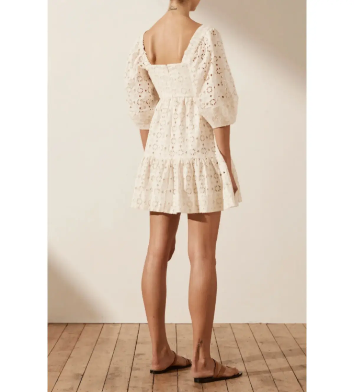 Shona Joy Fryda Broderie Anglaise Mini Dress Cream Size S / AU 8 - Image 3