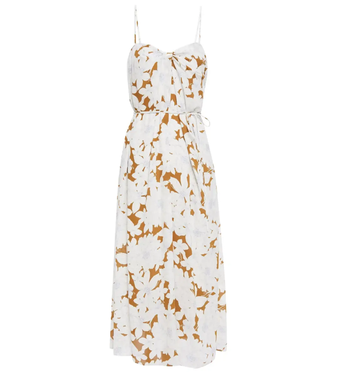 Vince Dress Midi Tropical Bloom Twist Teakwood Floral Size L / AU 12  for rent on The Volte - main image