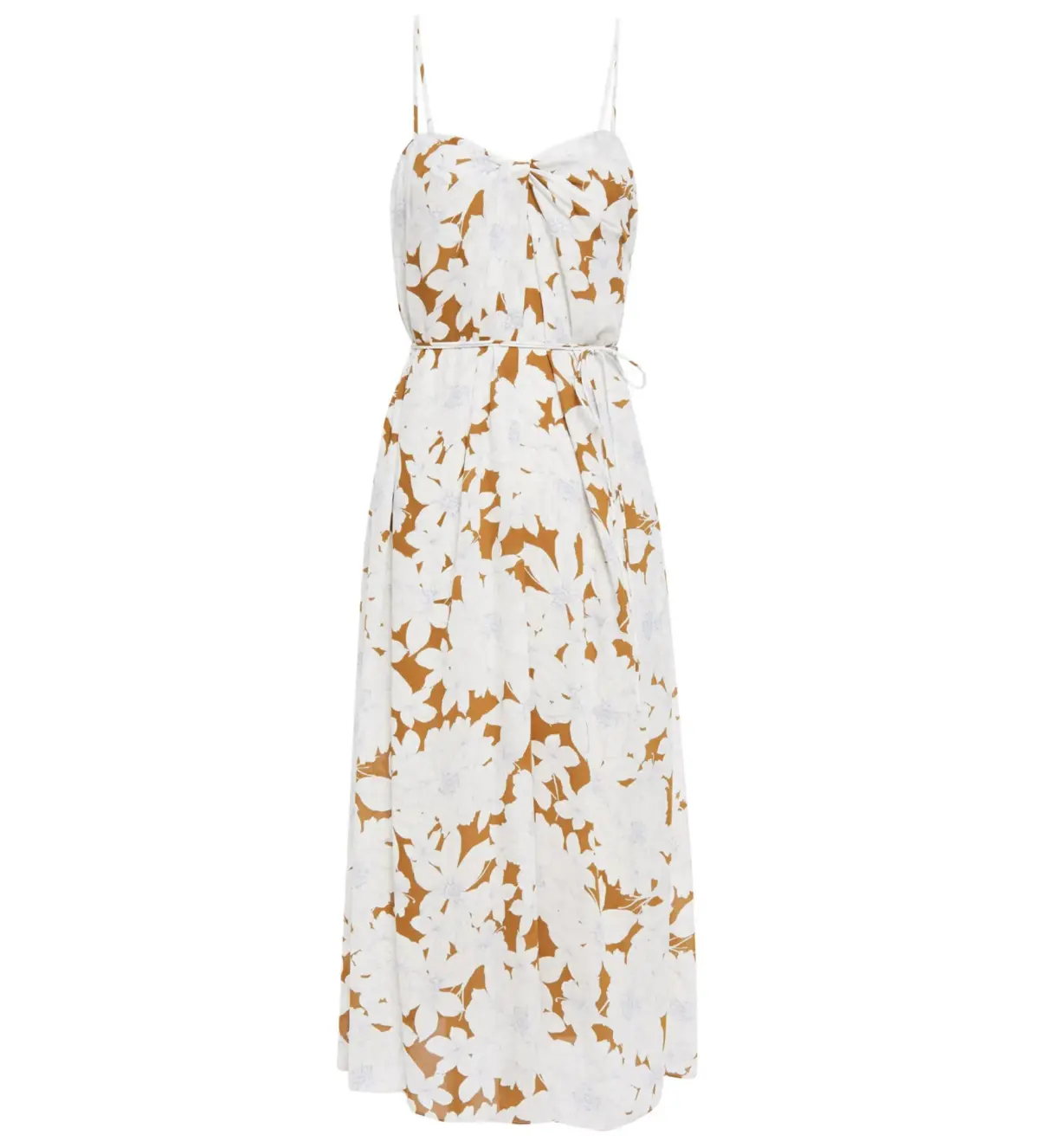 Vince Dress Midi Tropical Bloom Twist Teakwood Floral Size L / AU 12  - Image 3