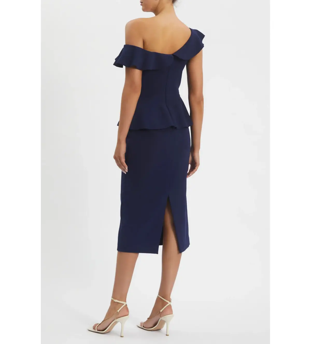 Rebecca Vallance Grace Frill Midi Dress Navy Size AU 10 - Image 4