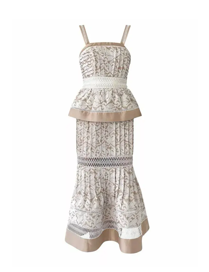 Aje Miramare Midi Dress Oriental Lace Embroidered wedding event Size AU 10 / us 6 for rent on The Volte - main image