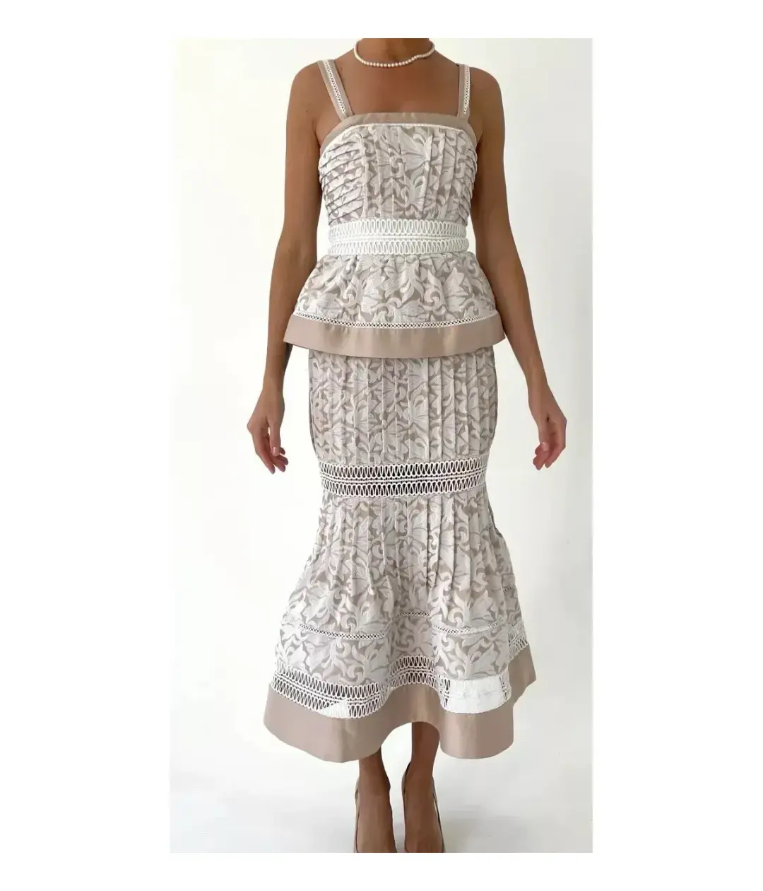 Aje Miramare Midi Dress Oriental Lace Embroidered wedding event Size AU 10 / us 6 for rent on The Volte - main image